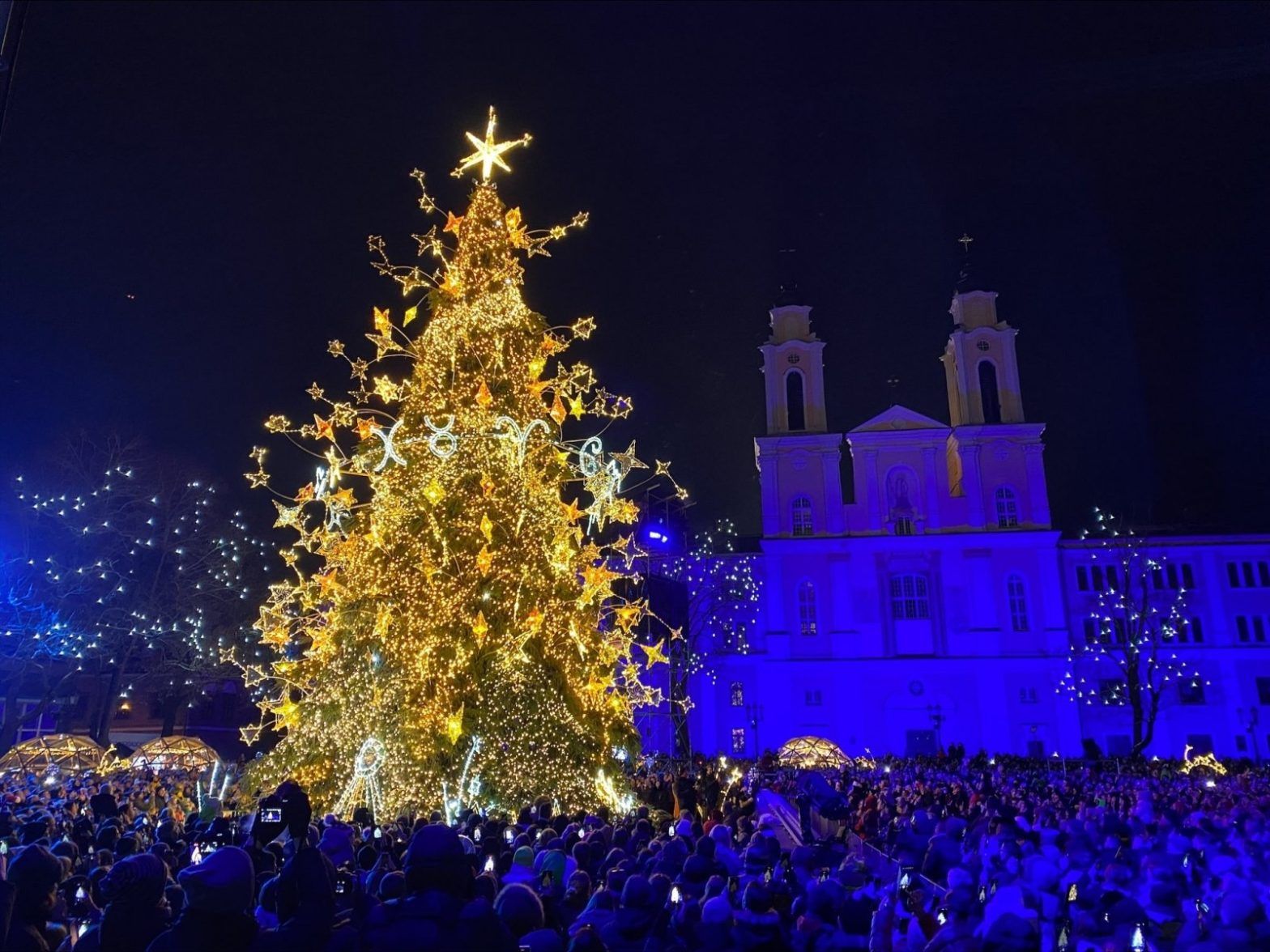 Kaunas (Lithuania) traditional Christmas tree lighting event beamZ