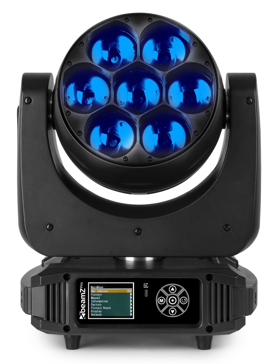 Beamz MHL-74 Foco LED de cabeza móvil 7x10W DMX 13 canales, Focos, Los  mejores precios